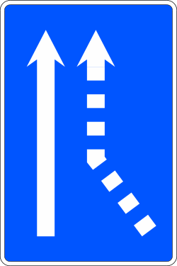 S-70b - Einmündung eines Fahrstreifens von rechts auf einer einspurigen Fahrbahn Verkehrsschild