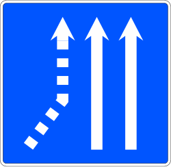 S-71a - Zusammenführung von Fahrspuren von links auf einer zweispurigen Fahrbahn Verkehrsschild