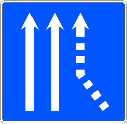 S-71b - Zusammenführung einer Fahrspur von rechts auf einer zweispurigen Straße Verkehrsschild