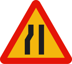 TP-17b - Fahrbahnverengung links Verkehrsschild