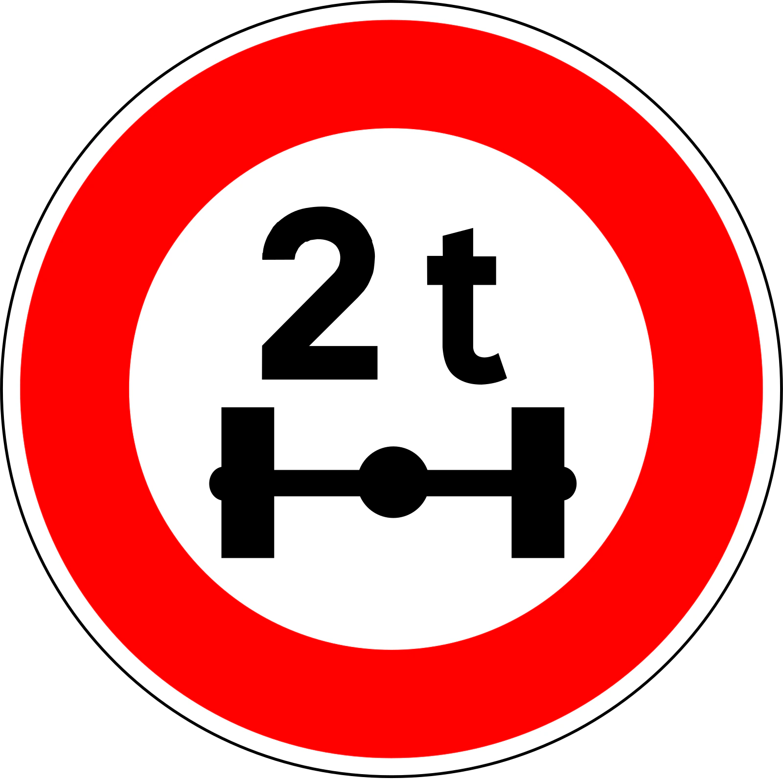B13a - Panneau routier Limitation de poids par essieu