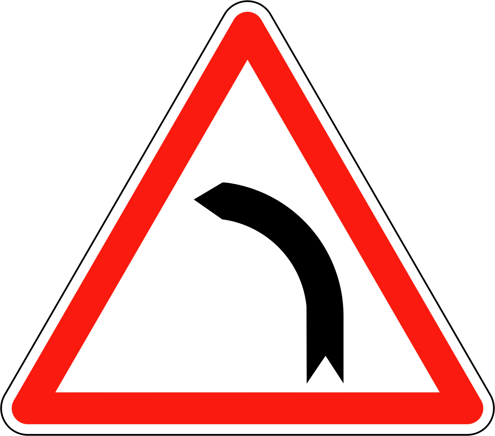 A1b - Panneau routier Virage à gauche