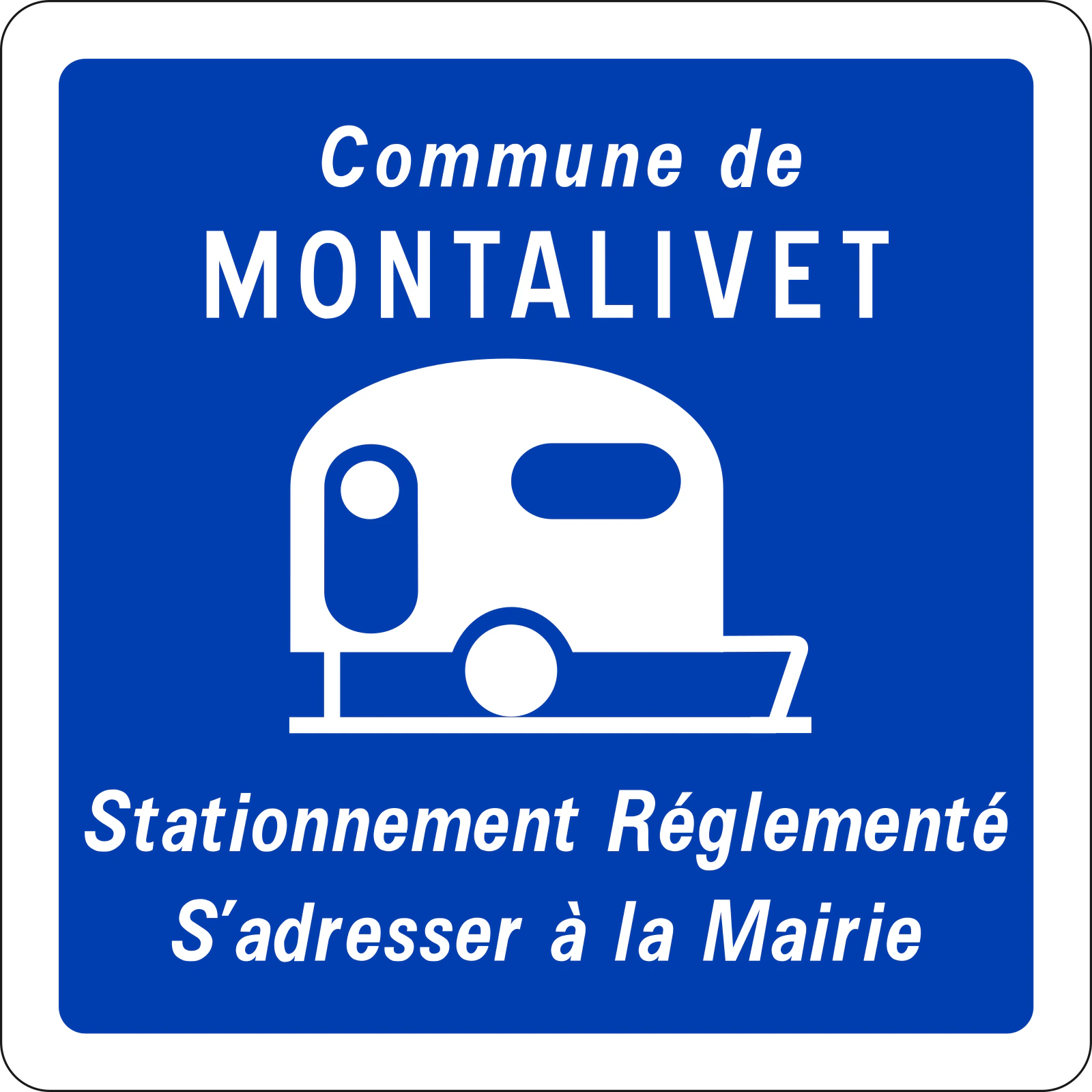 C23 - Panneau routier Stationnement des caravanes restreint