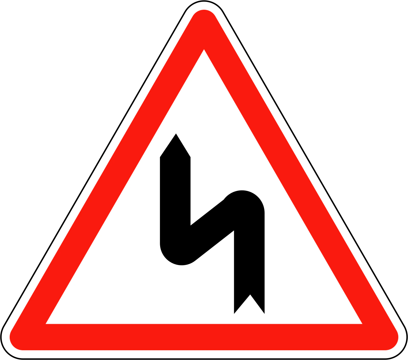 A1d - Panneau routier Double courbe, première à gauche