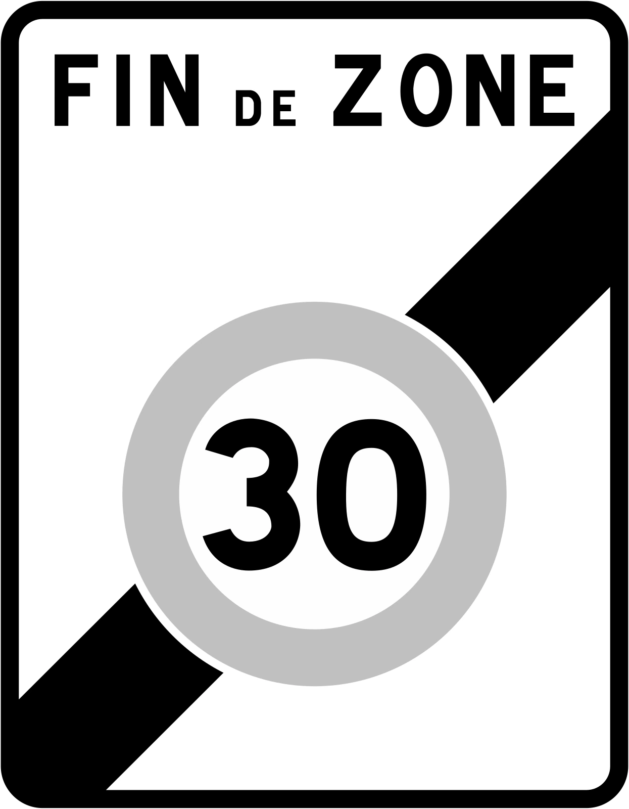 B51 - Panneau routier Fin de zone 30 km/h
