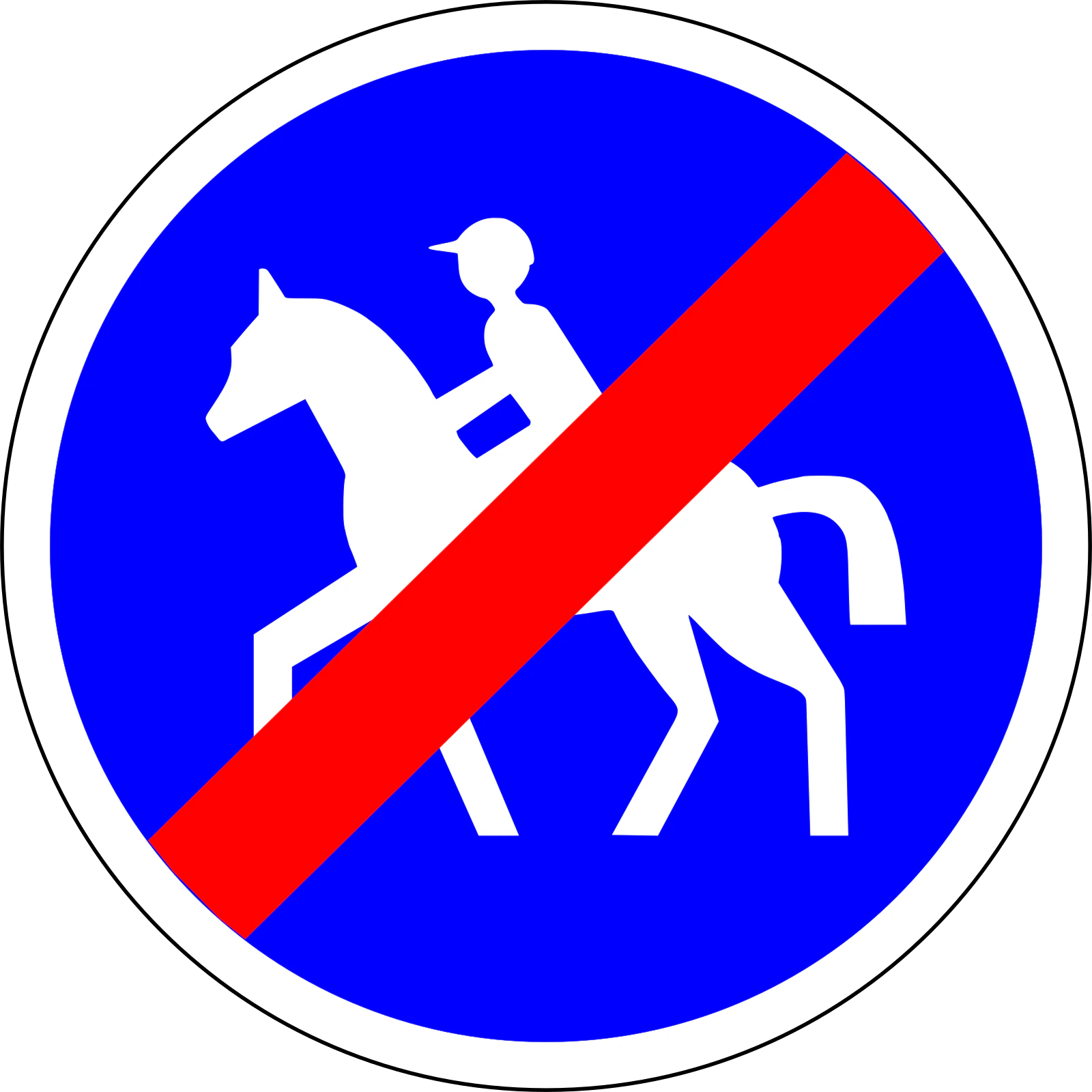 B42 - Panneau routier Fin de piste cavalière