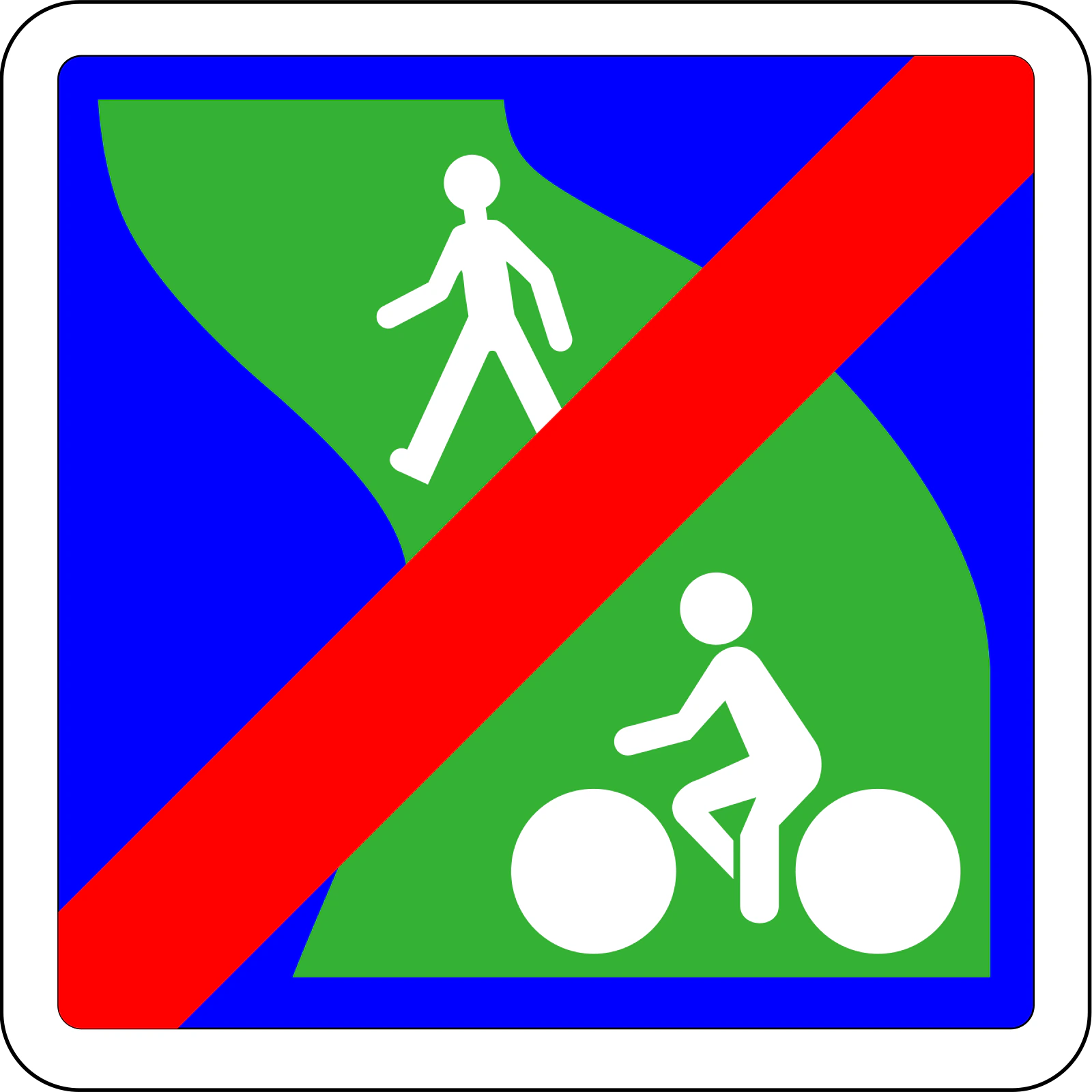 C116 - Panneau routier Fin de la voie piétonne et cyclable