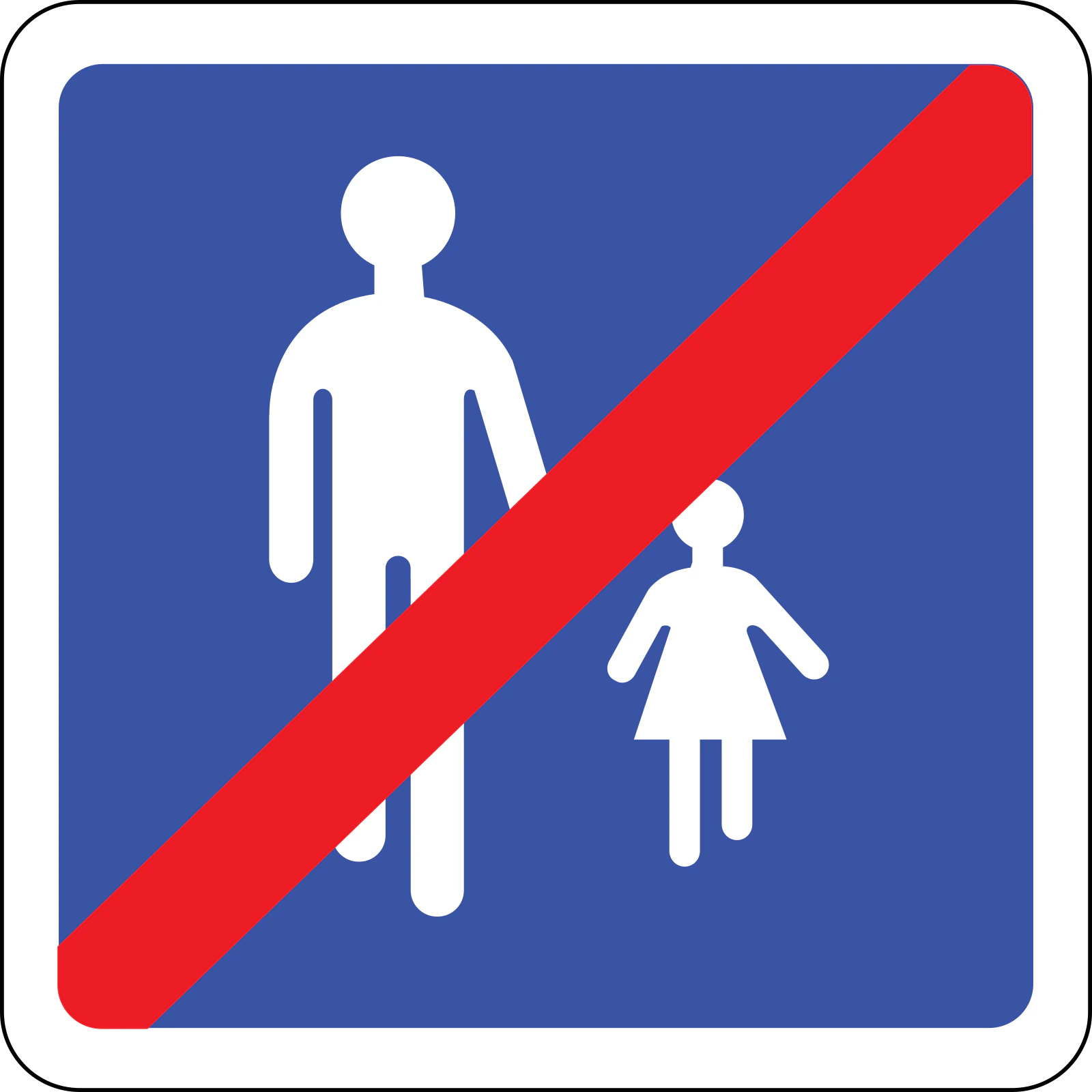 B55 - Panneau routier Fin de zone piétonne