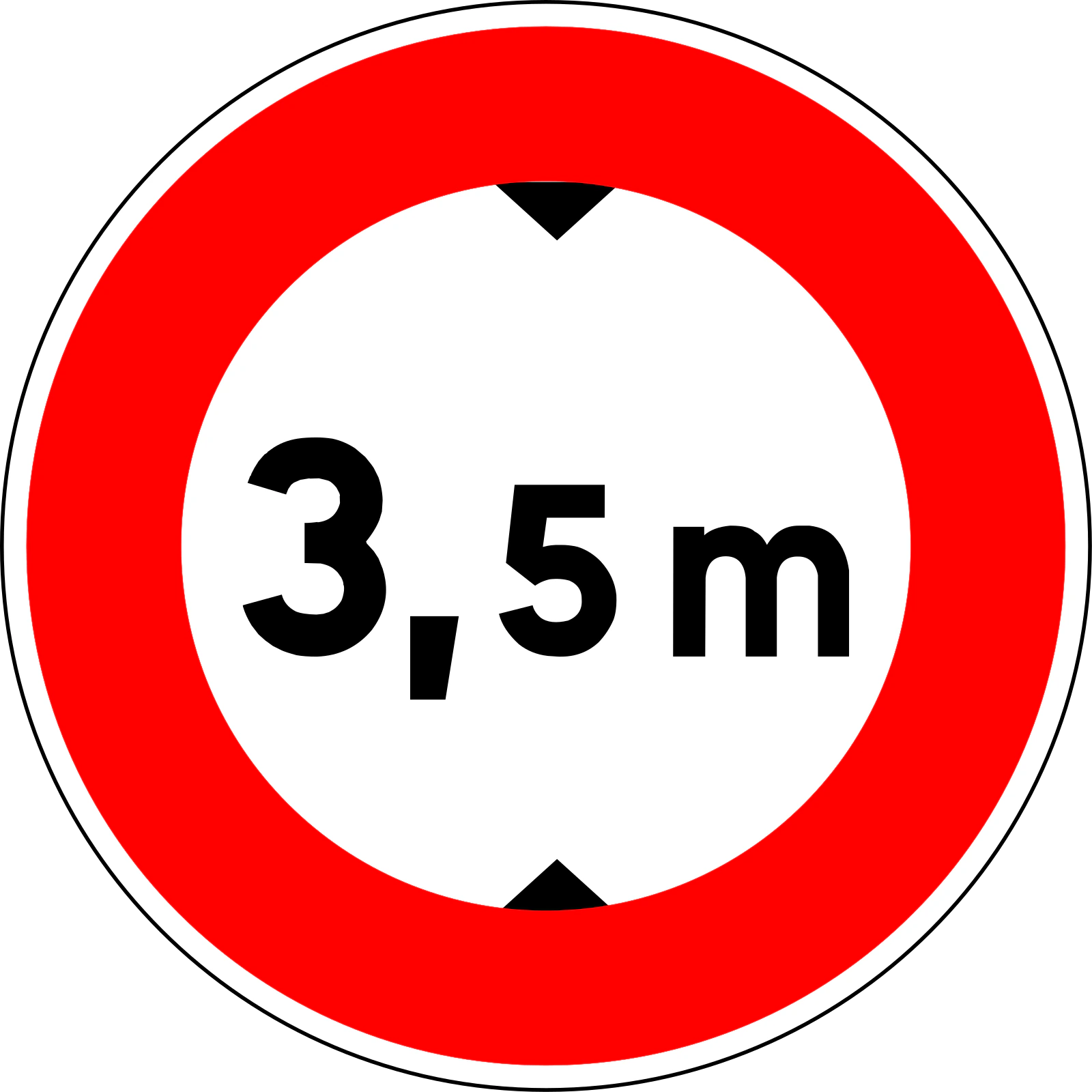 B12 - Panneau routier Limitation de hauteur