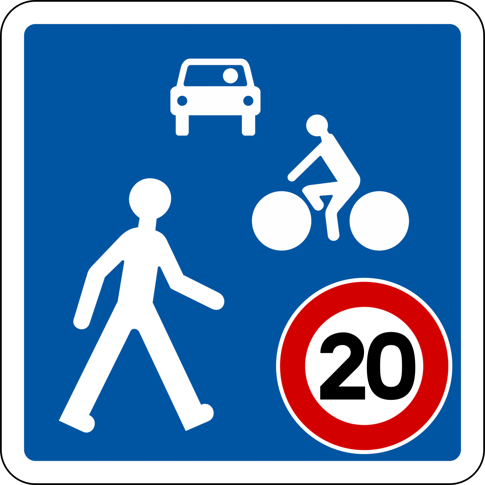 B52 - Panneau routier Zone résidentielle (limitation de vitesse à 20 km/h)