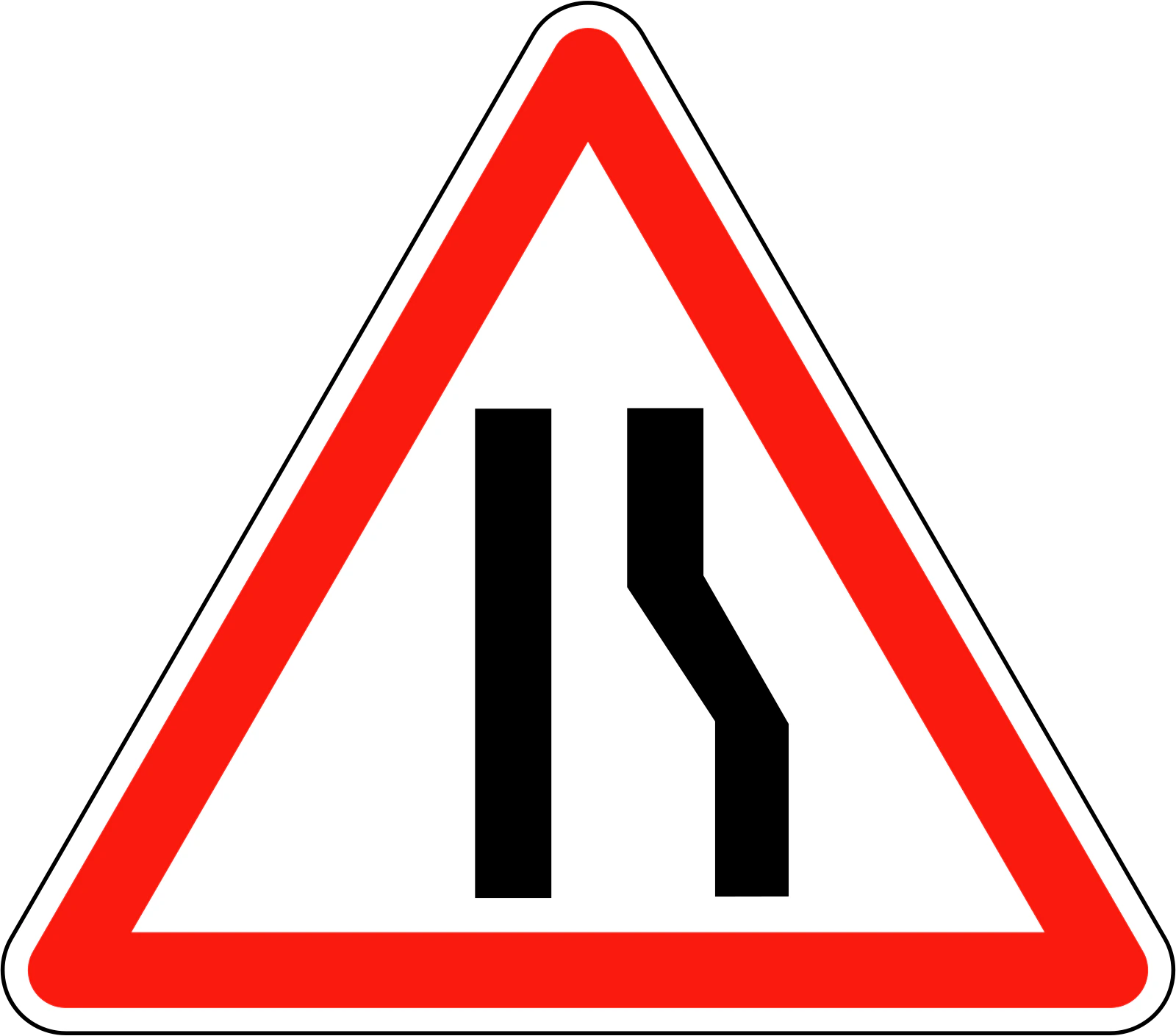 A3a - Panneau routier La route se rétrécit à droite