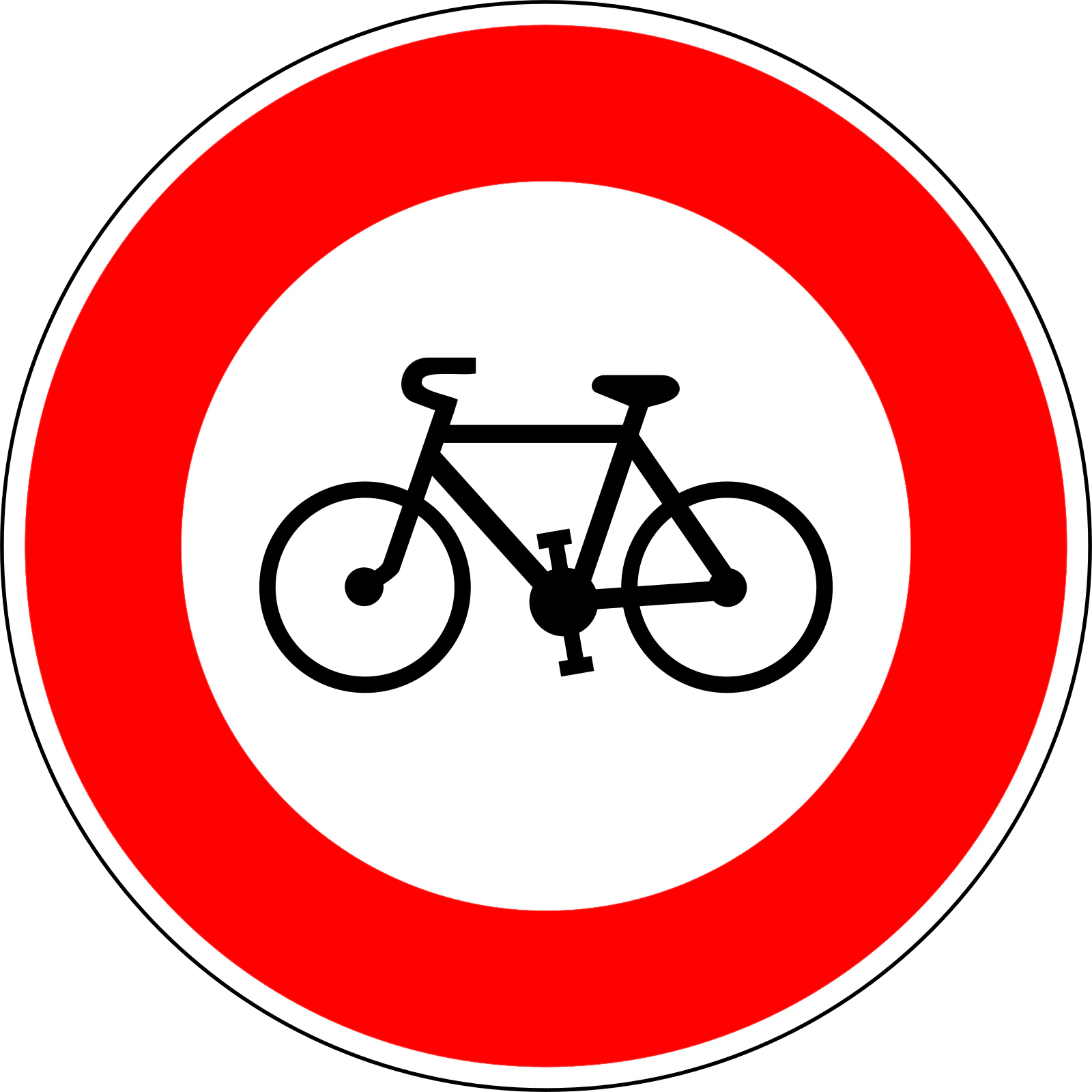 B9b - Panneau routier Vélos interdits
