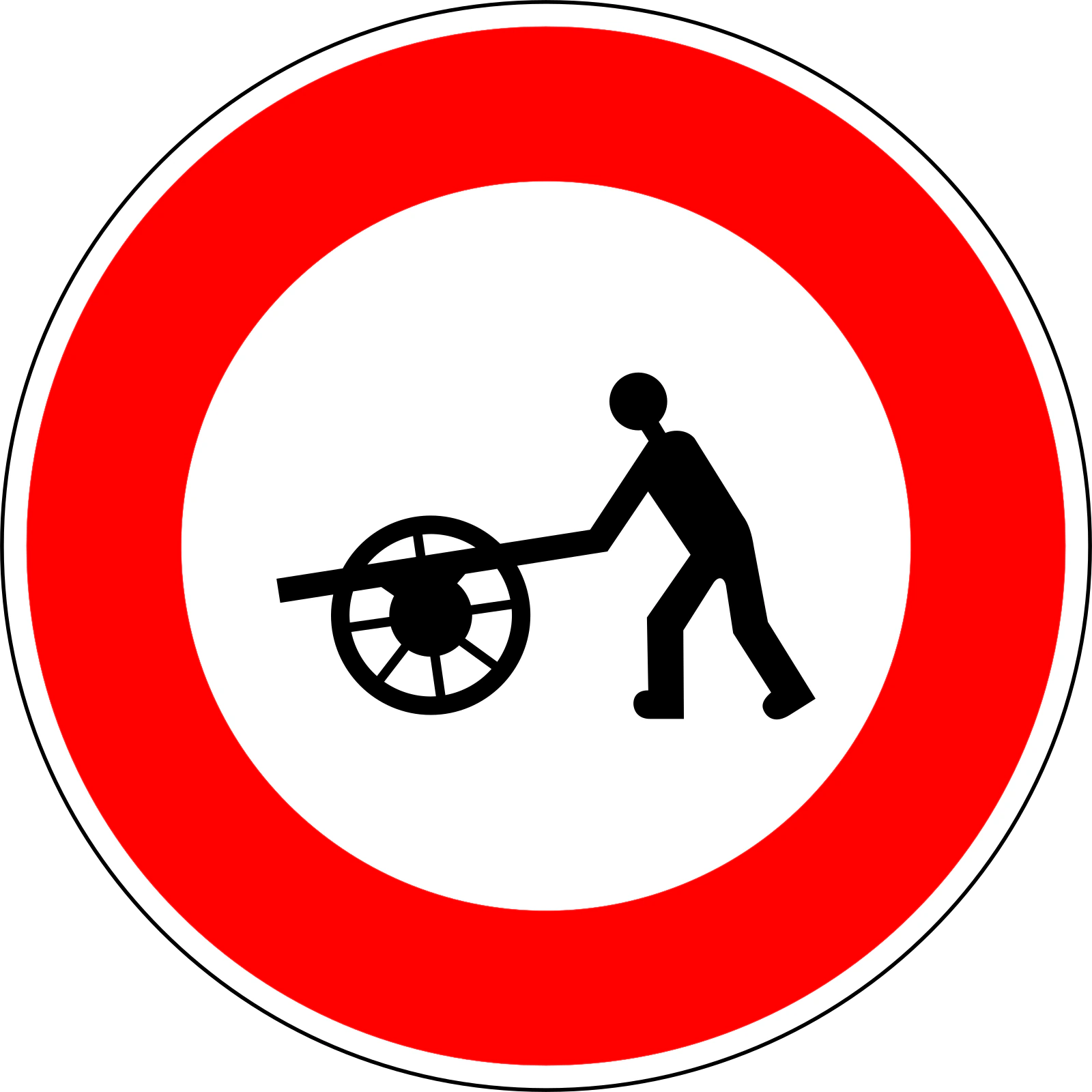 B9e - Panneau routier Aucun chariot à main
