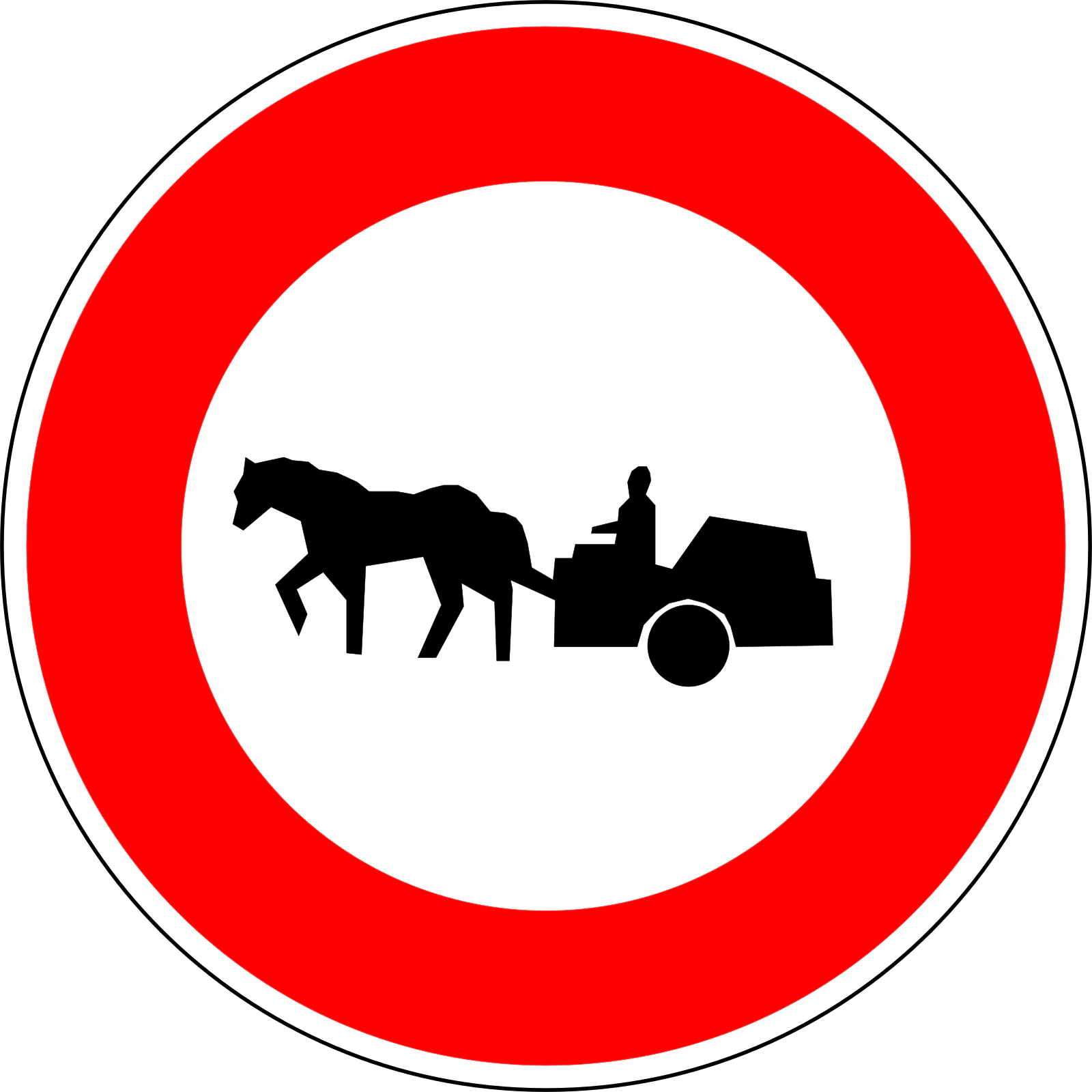 B9c - Panneau routier Absence de véhicules hippomobiles