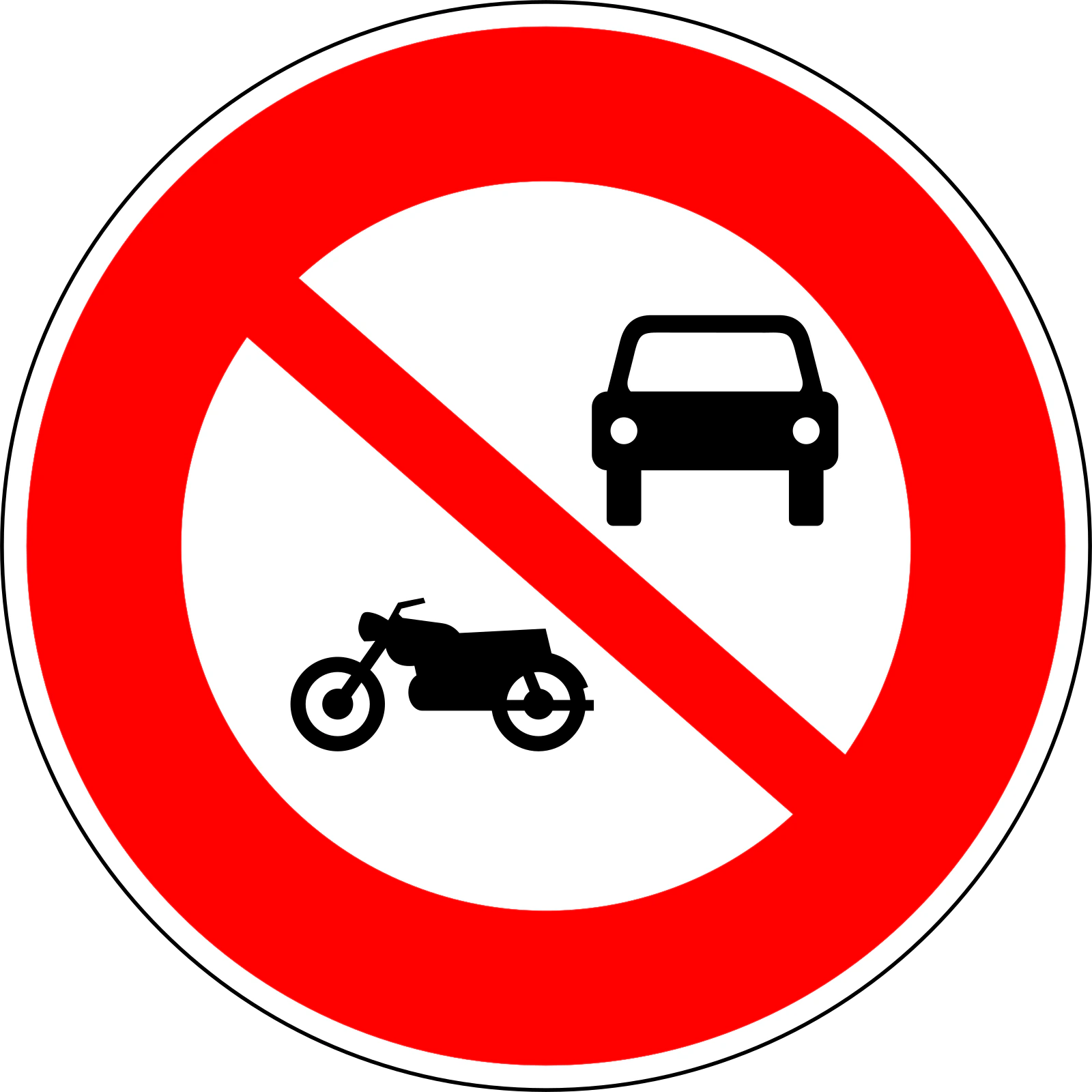 B7a - Panneau routier Aucun véhicule motorisé sauf cyclomoteurs
