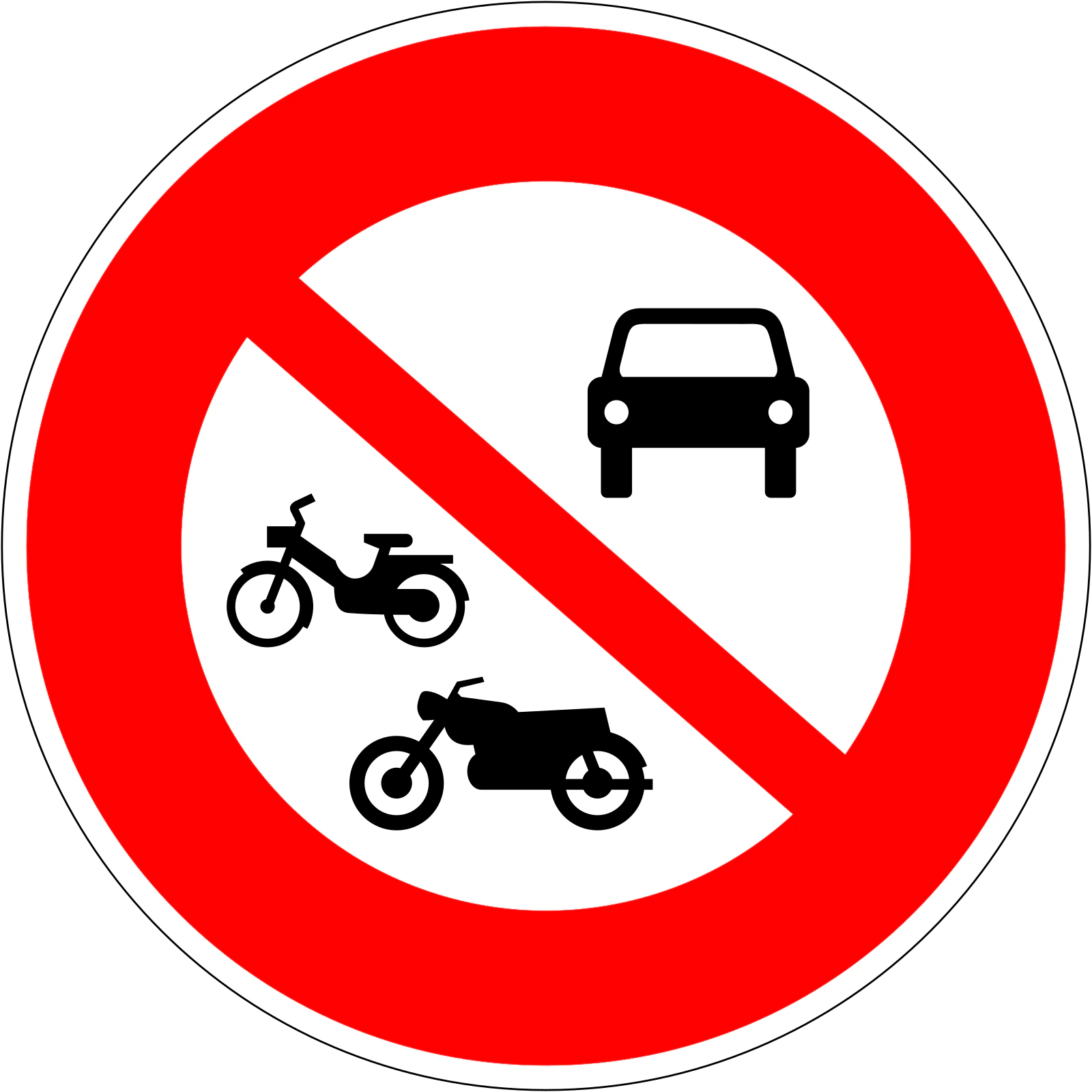B7b - Panneau routier Aucun véhicule à moteur, y compris les cyclomoteurs