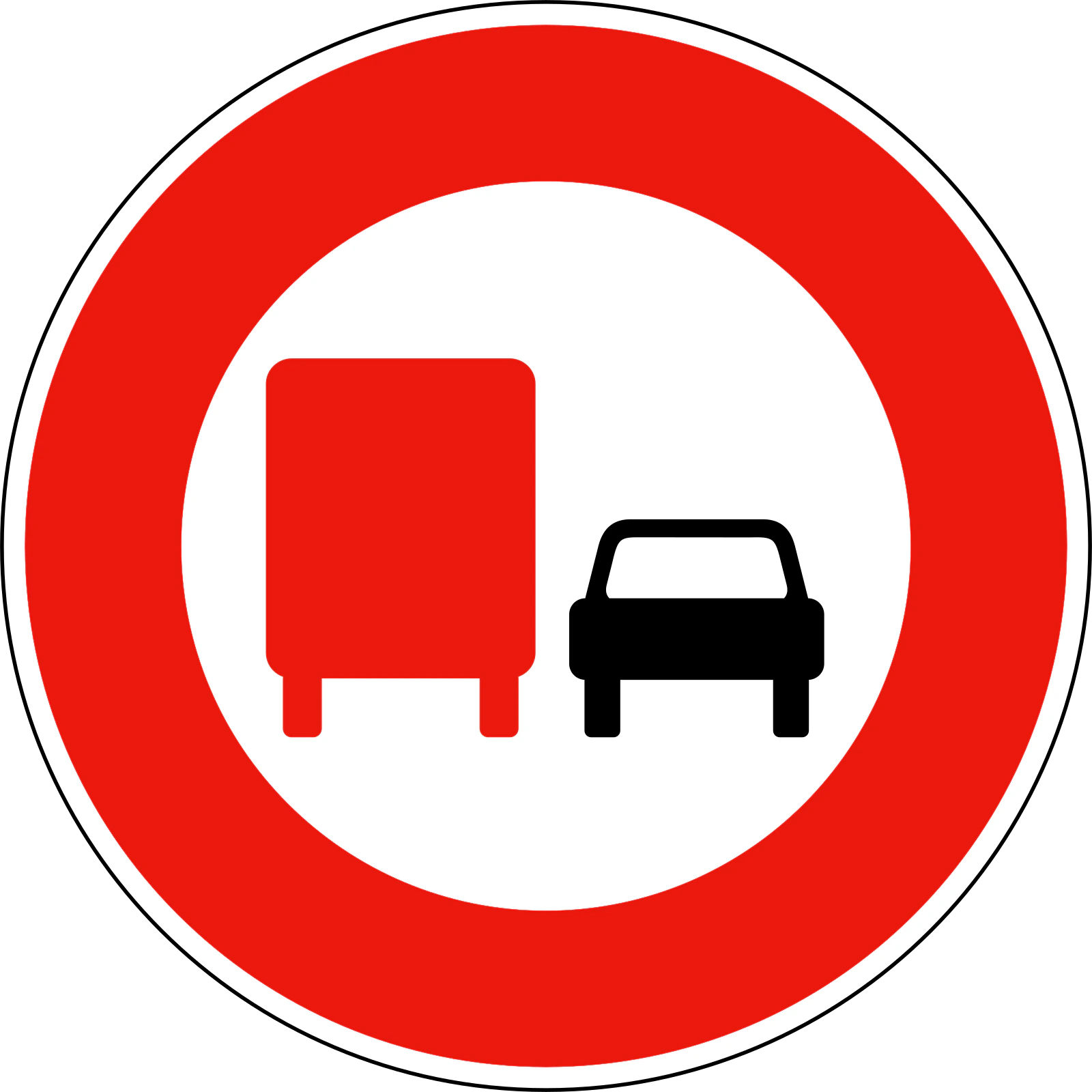 B3a - Panneau routier Interdiction de dépasser pour les poids lourds