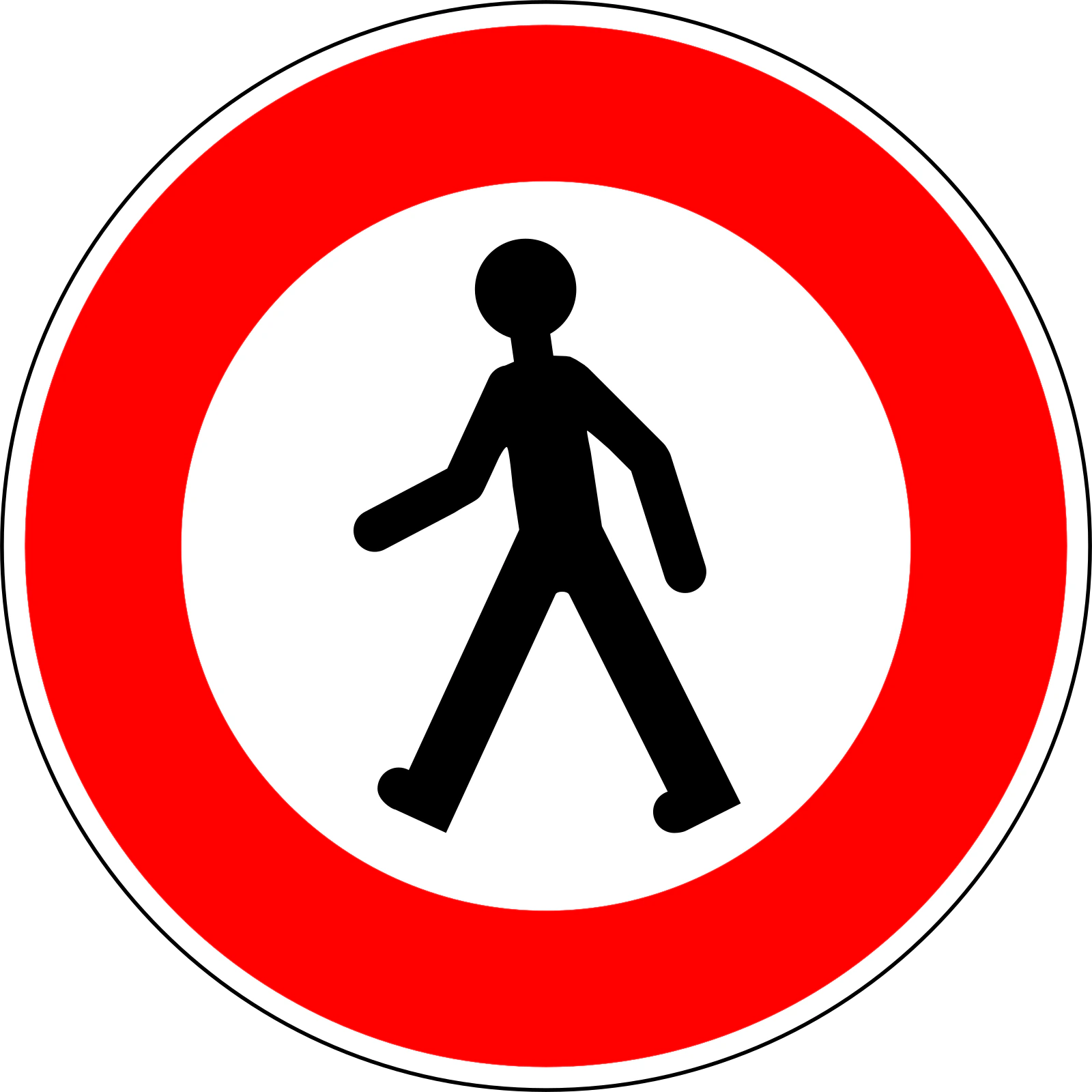 B9a - Panneau routier Absence de piétons