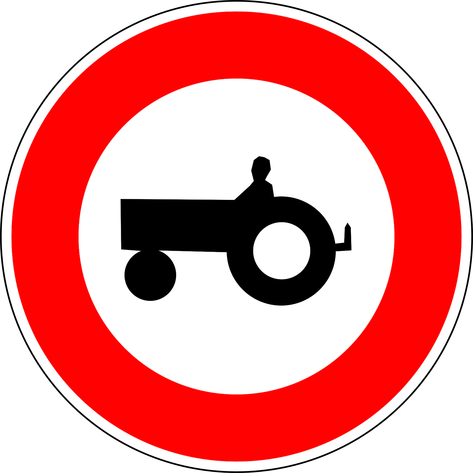 B9d - Panneau routier Pas de tracteurs