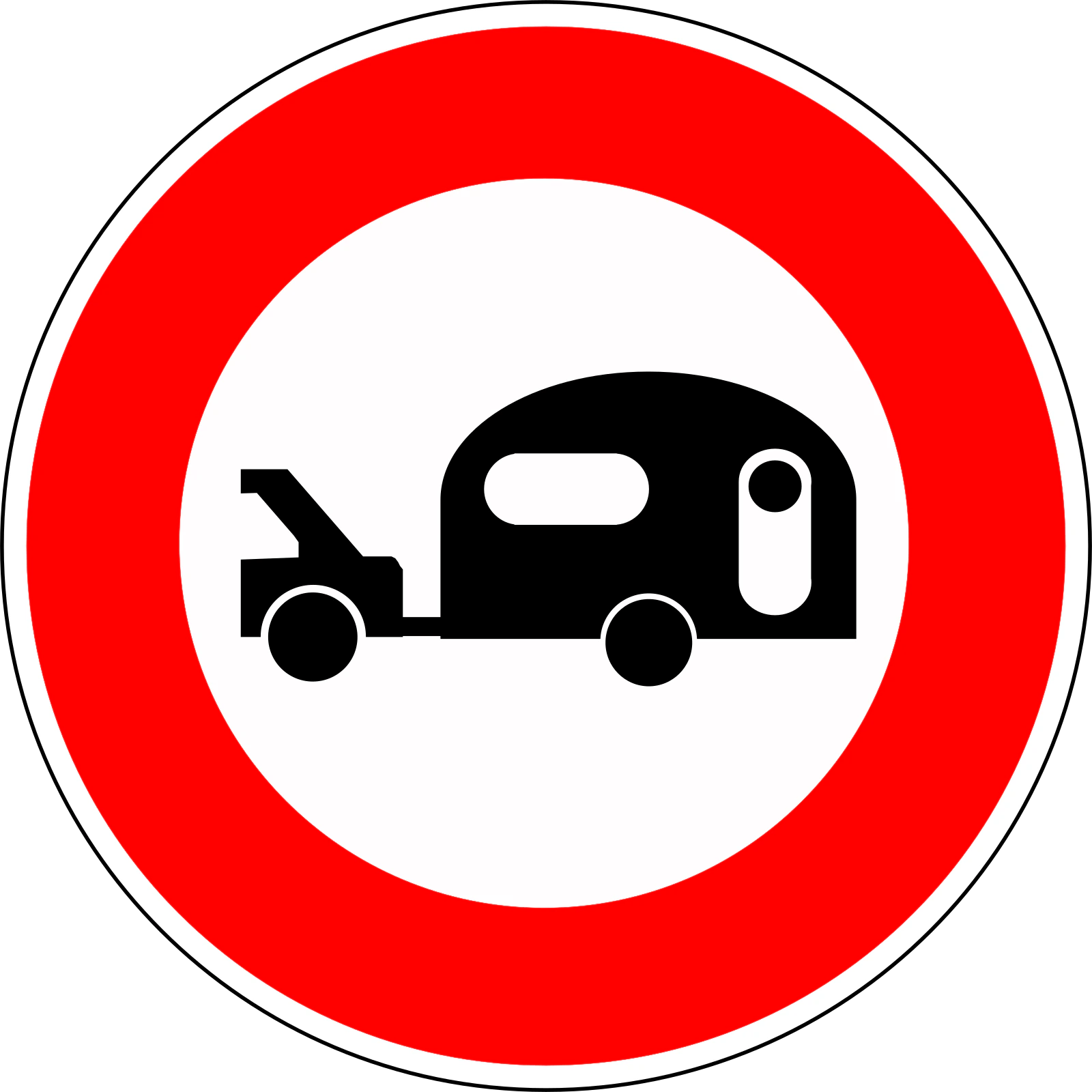 B9i - Panneau routier Aucun véhicule ne tracte de caravanes