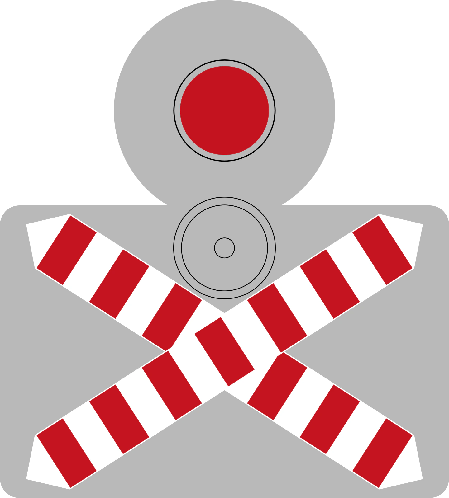 G1 - Panneau routier Passage à niveau sans barrières avec signalisation lumineuse rouge clignotante (voie unique)