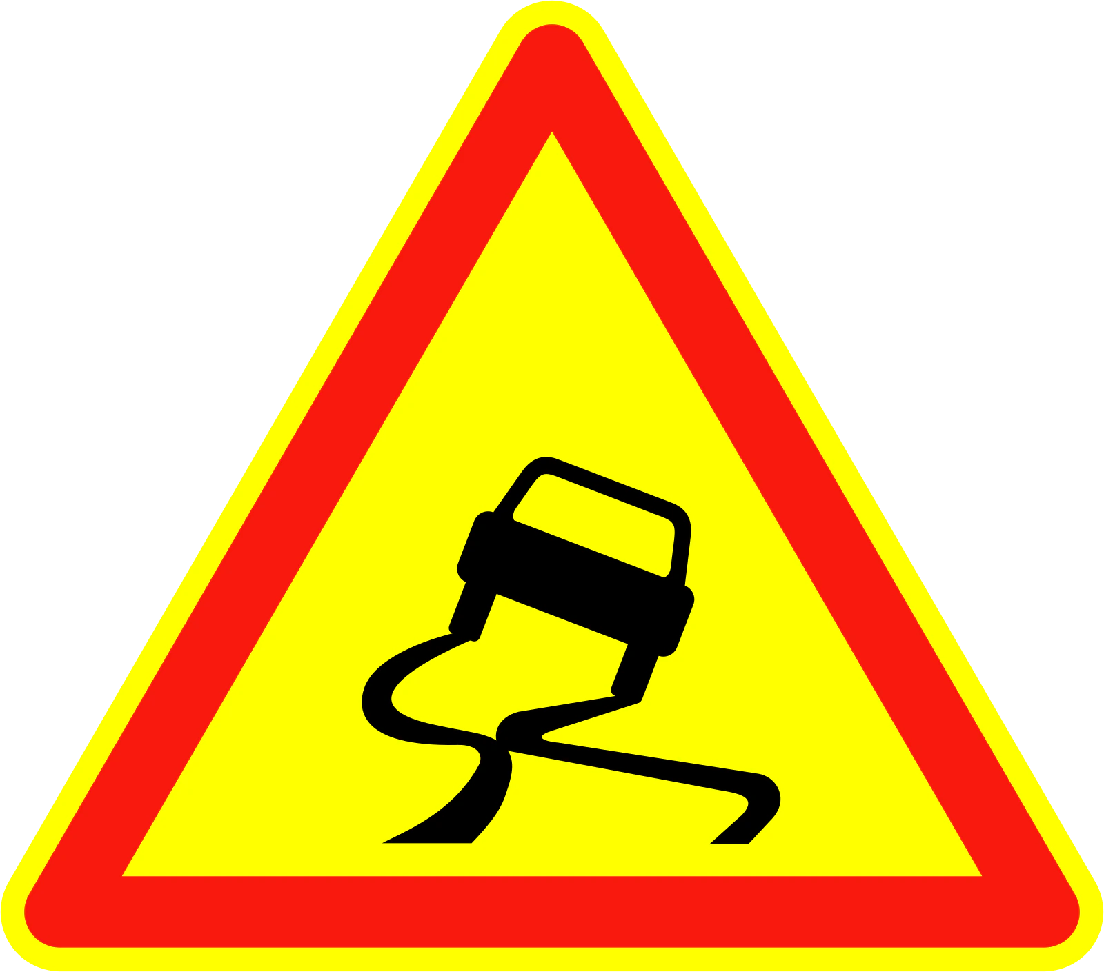 AK4 - Panneau routier Chaussée glissante