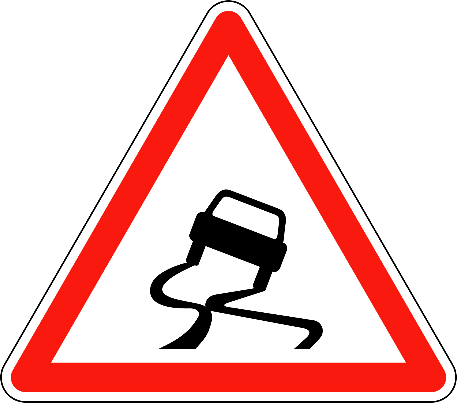 A4 - Panneau routier Chaussée glissante