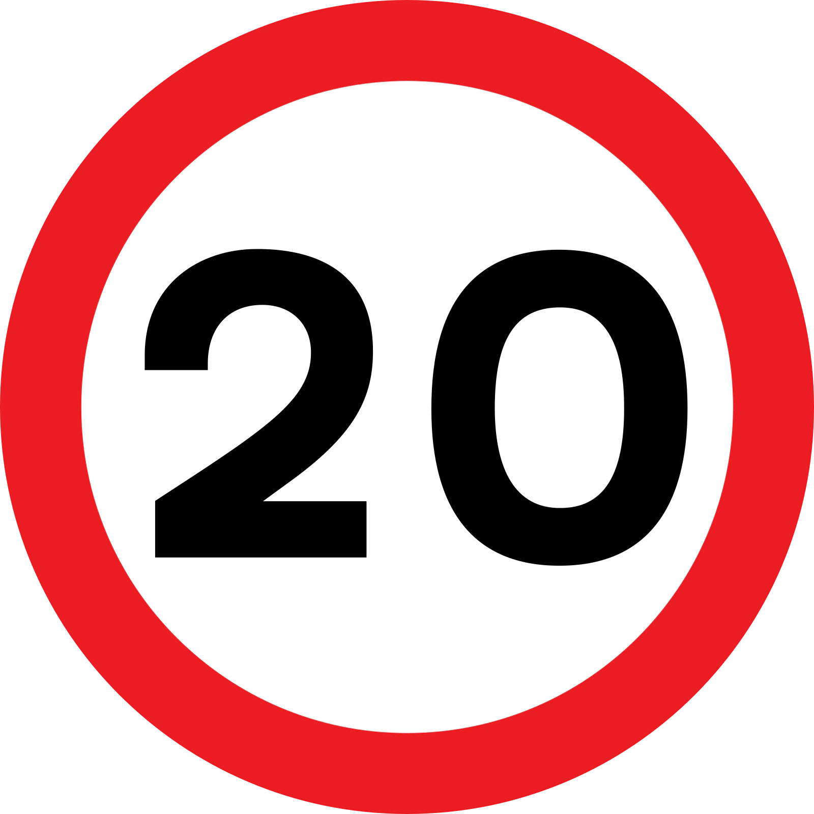 670V20 - Prędkość maksymalna 20 mil/h (32 km/h) znak drogowy