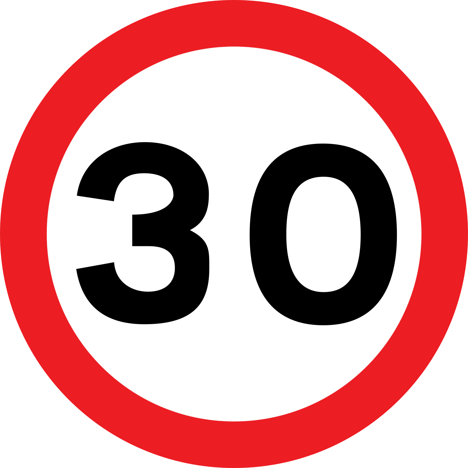 670V30 - Prędkość maksymalna 50 km/h (30 mph) znak drogowy