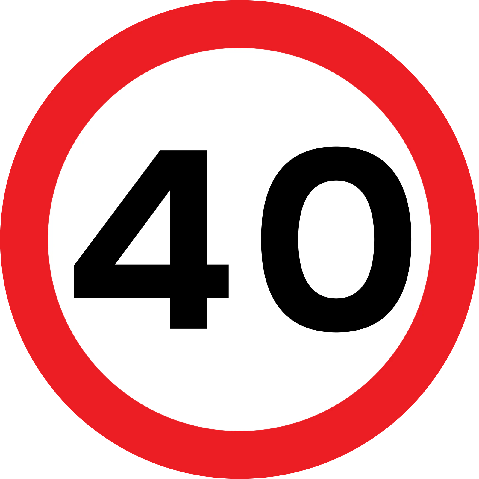 670V40 - Ograniczenie prędkości do 40 mil/h (64 km/h) znak drogowy
