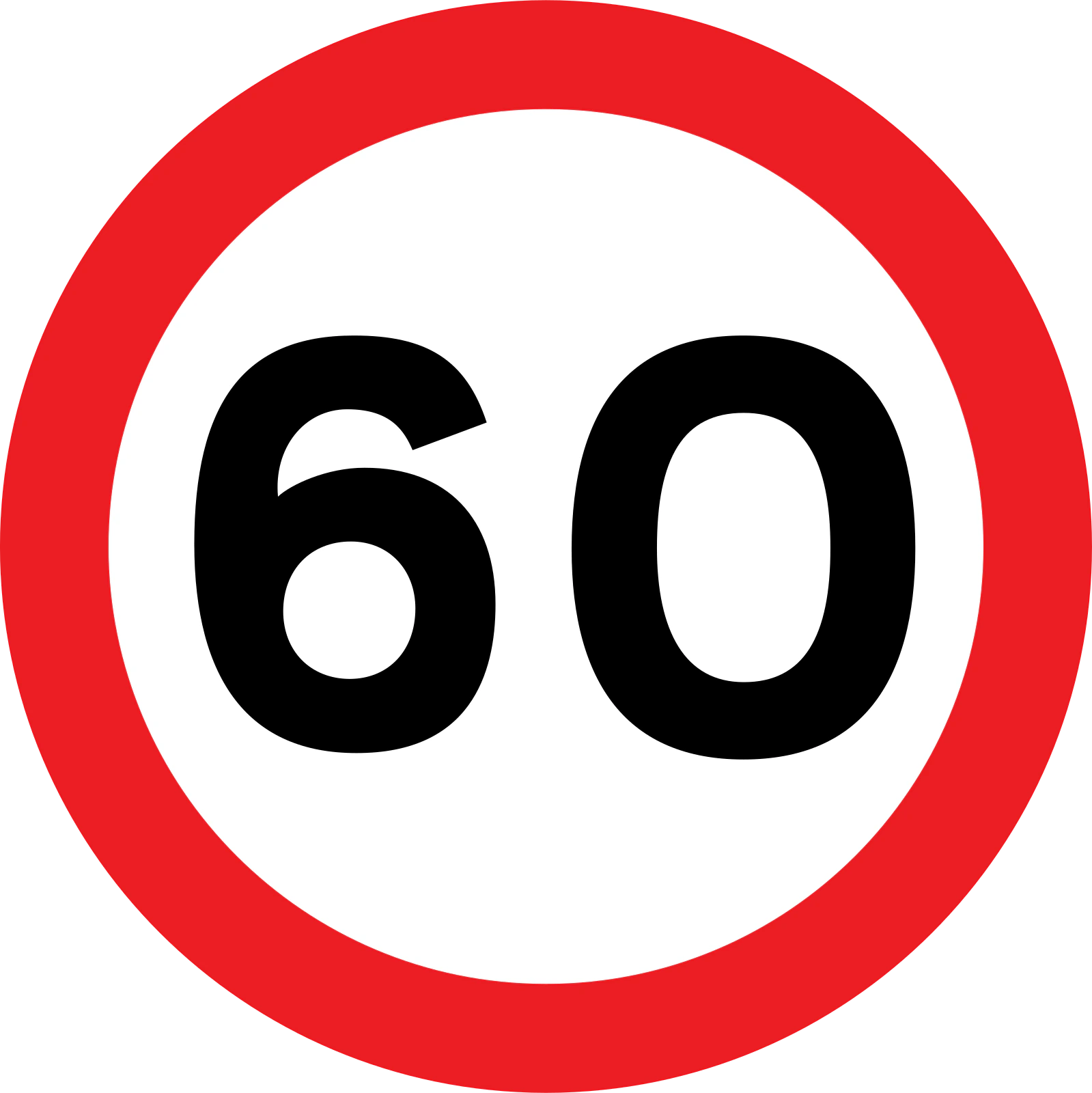 670V60 - Prędkość maksymalna 60 mph (97 km/h) znak drogowy