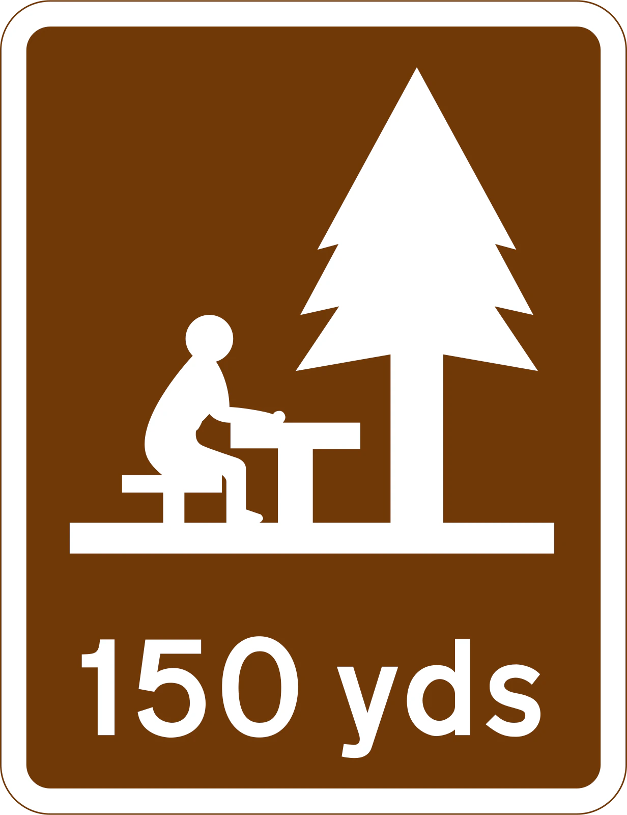 2305 - Teren piknikowy za 150 jardów (140 m) znak drogowy