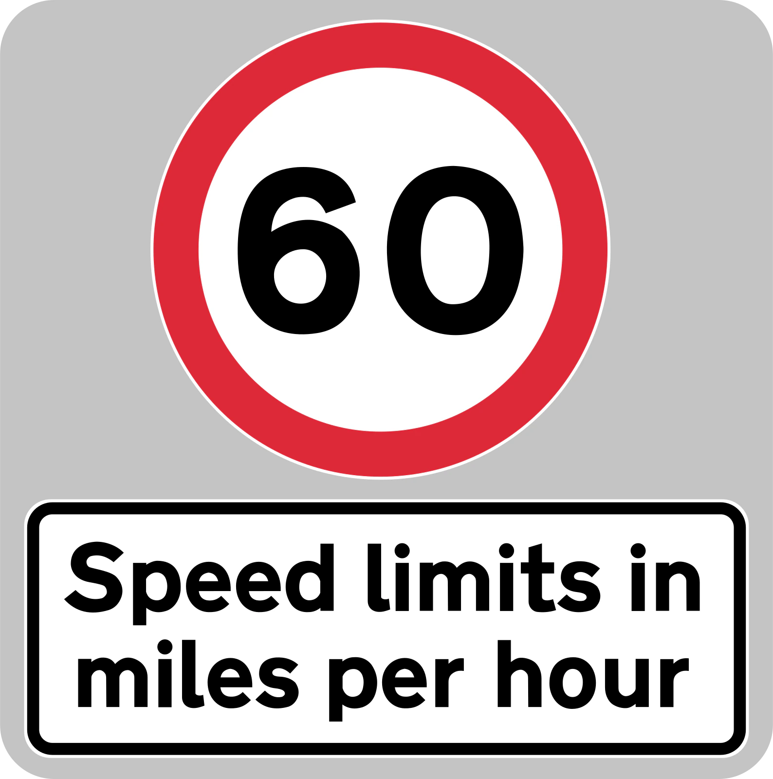NI-SPEED-LIMITS - Limity prędkości są w milach na godzinę (tylko Irlandia Północna) znak drogowy