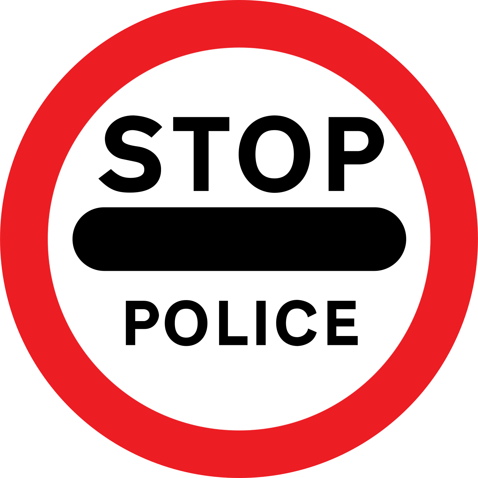 633 - Stop przed przejściem, Policja z przodu znak drogowy