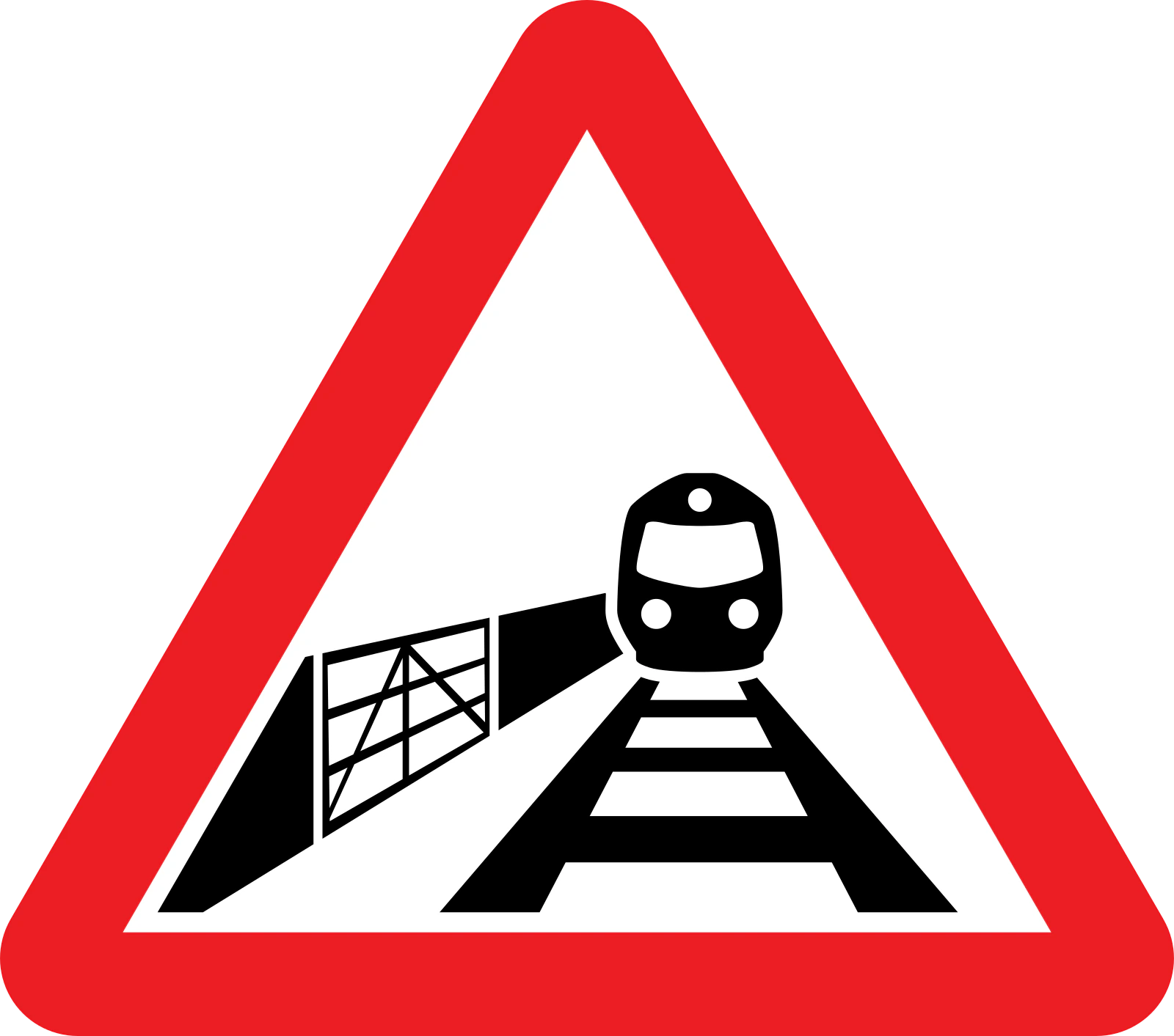 level-crossing-user-operated-gate - Znak ostrzegawczy przejazdu kolejowego z rogatką obsługiwaną przez użytkownika znak drogowy
