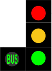 RTS-003 - 4-aspektowa sygnalizacja świetlna z zielonym autobusem znak drogowy