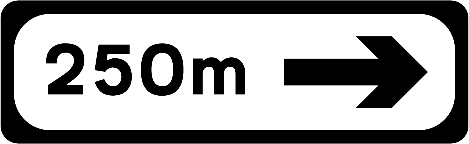 P-004R - Kierunek i odległość - w prawo znak drogowy