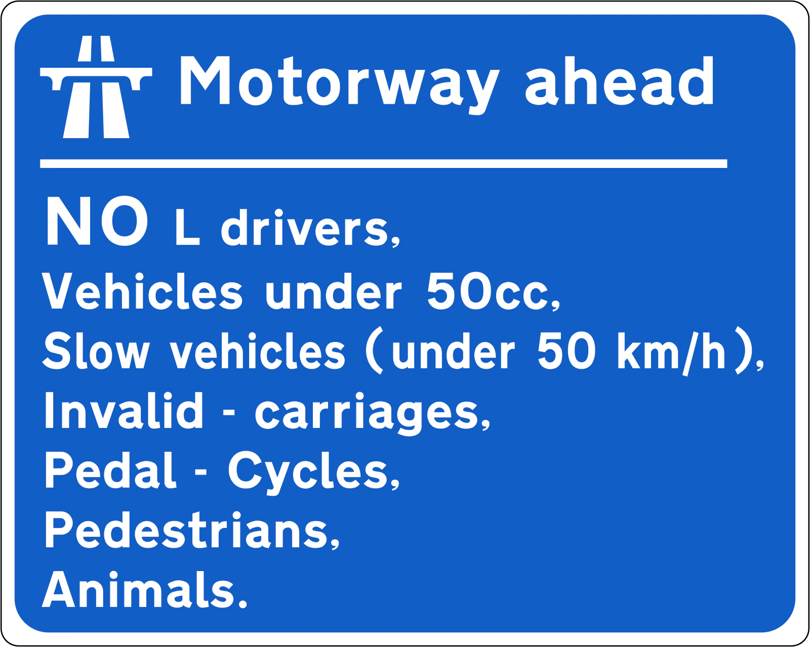 F-331 - Zakazy na autostradach (ang.) znak drogowy