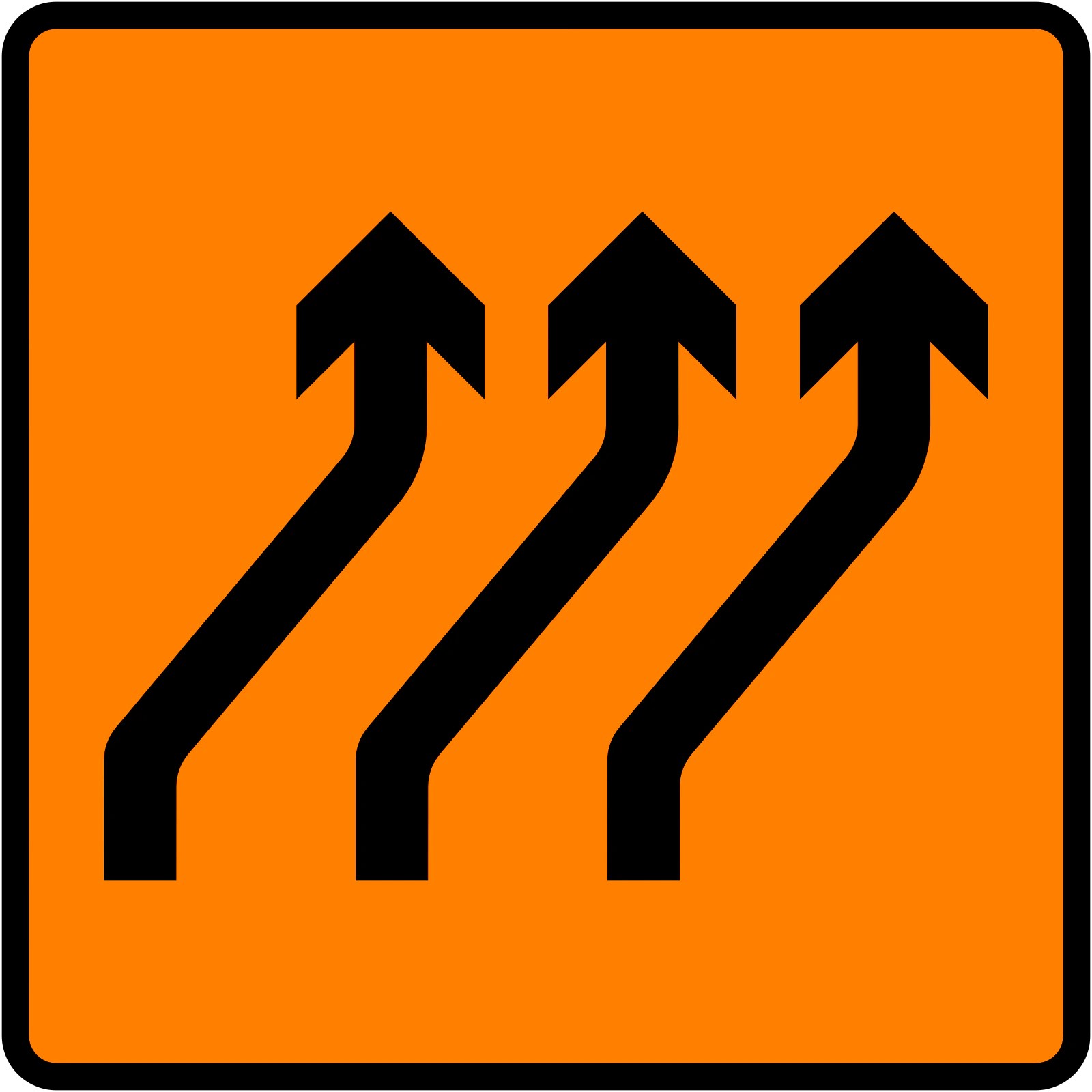 WK-015A - Przejazd na prawo (trzy pasy) znak drogowy