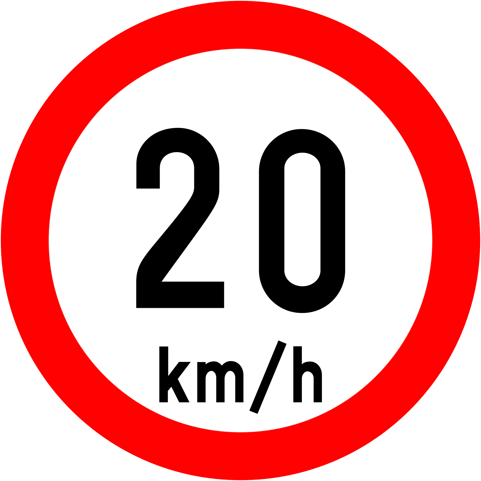 RUS-065 - Ograniczenie prędkości (20 km/h) znak drogowy