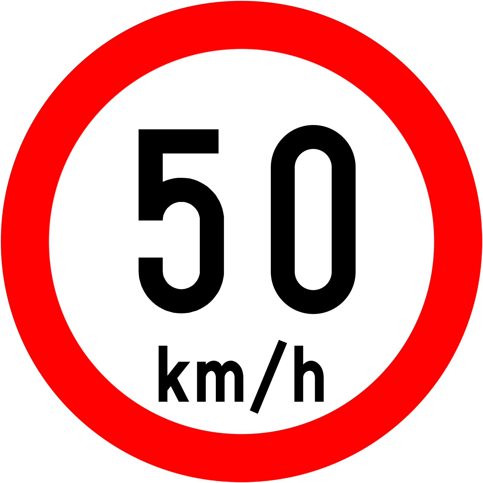 RUS-043 - Ograniczenie prędkości (50 km/h) znak drogowy