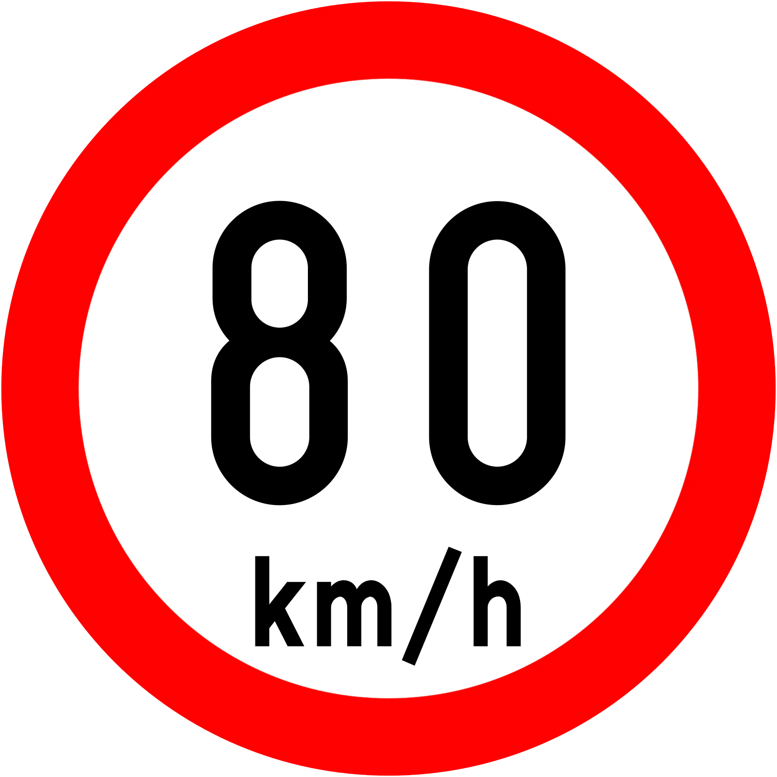 RUS-041 - Ograniczenie prędkości (80 km/h) znak drogowy