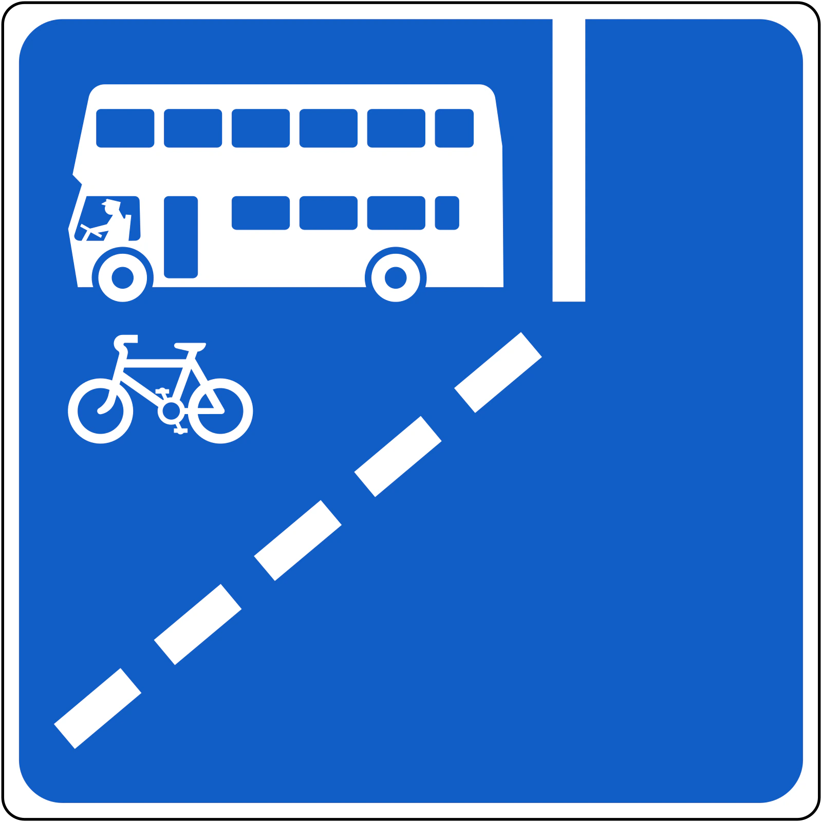 F-360 - Początek pasa autobusowego po prawej stronie - Bus Lane znak drogowy