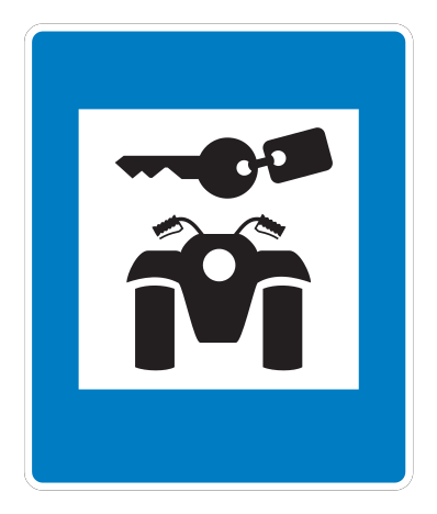 E07.65 - ATV zu vermieten Verkehrsschild