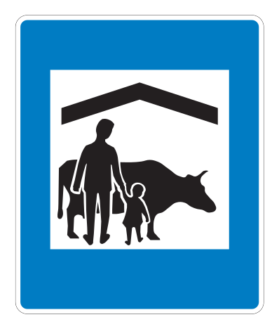 E08.58 - Bauernhof für Touristen Verkehrsschild