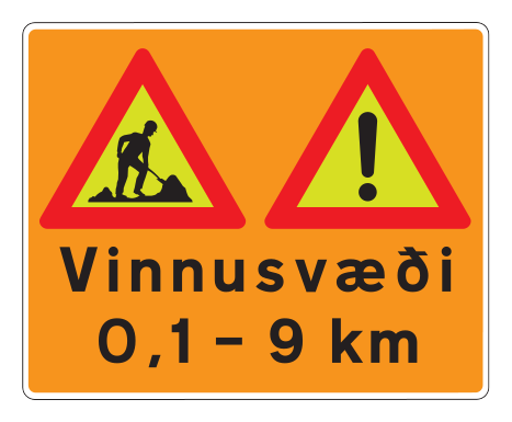 650F.4 - Tímabundið umferðarmerkja borð - Útfærsla B vegmerki