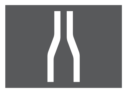 1044 - Symbol für Fahrbahnverengung Verkehrsschild
