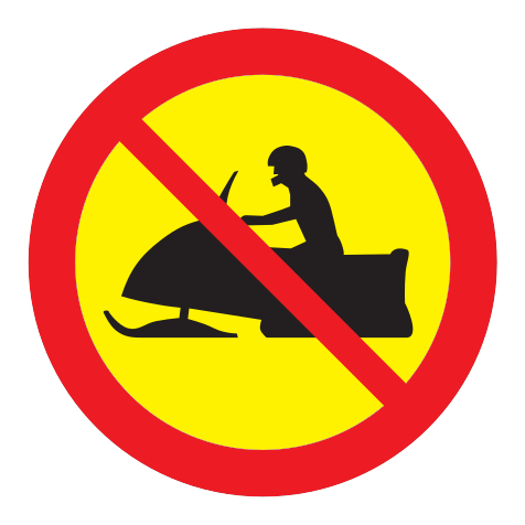 306.43 - Fahren von geländegängigen Fahrzeugen auf Ketten (Schneemobile) ist verboten Verkehrsschild