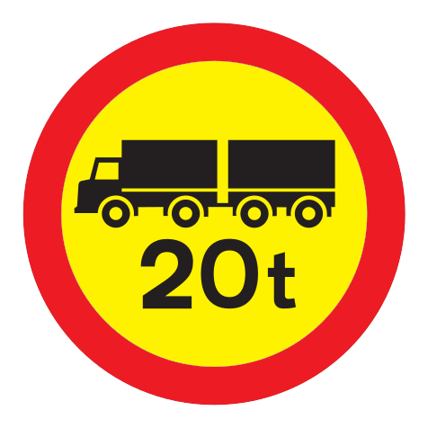 318.2 - Begrenzte Gesamtmasse von miteinander verbundenen Fahrzeugen Verkehrsschild