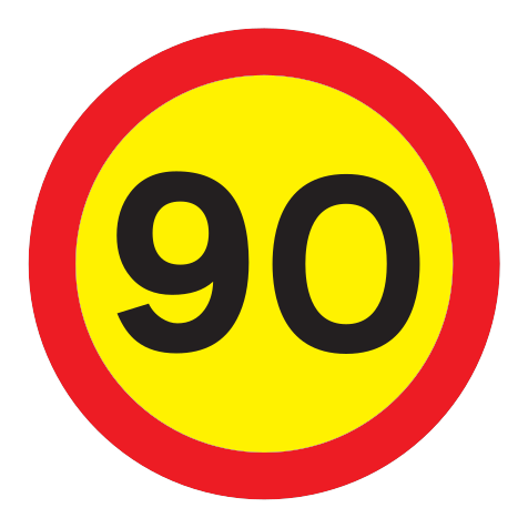362.90 - Maximales Tempolimit 90 km/h Verkehrsschild